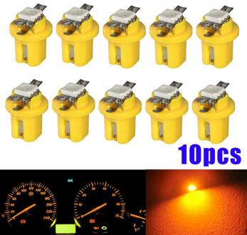 10Pcs Led Licht Auto Gauge Speed Dash Bulb Dashboard Instrument Licht Wedge Interieur Lamp B8.5D 509T B8.5 5050 led 1 Smd T5 Lamp geel
