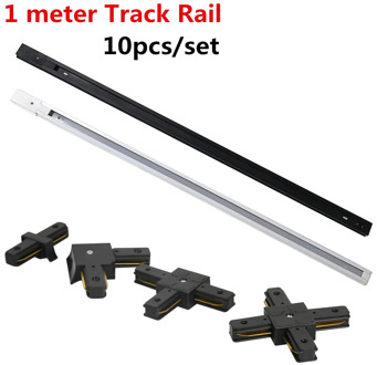 10pcs LED Track Rail Track Light Fitting Aluminum 1 meter 2 wire Connector System Tracks Fixture 1m black white Universal Rails