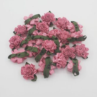 10Pcs Leuke 3Cm Petite Handgemaakte Satijnen Lint Blad Bloemen Voor Baby Meisjes Haar Schoenen Tas Jurk Scrapebooking Diy ambachtelijke Accessoires aurora roze