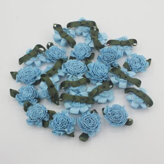 10Pcs Leuke 3Cm Petite Handgemaakte Satijnen Lint Blad Bloemen Voor Baby Meisjes Haar Schoenen Tas Jurk Scrapebooking Diy ambachtelijke Accessoires blauw