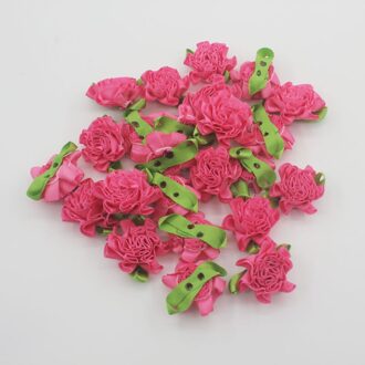 10Pcs Leuke 3Cm Petite Handgemaakte Satijnen Lint Blad Bloemen Voor Baby Meisjes Haar Schoenen Tas Jurk Scrapebooking Diy ambachtelijke Accessoires heet roze