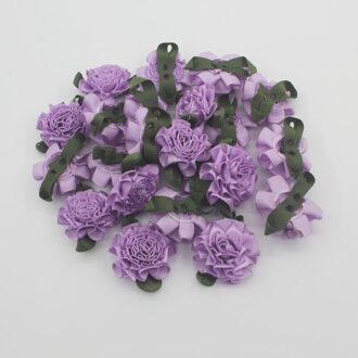 10Pcs Leuke 3Cm Petite Handgemaakte Satijnen Lint Blad Bloemen Voor Baby Meisjes Haar Schoenen Tas Jurk Scrapebooking Diy ambachtelijke Accessoires lavendel