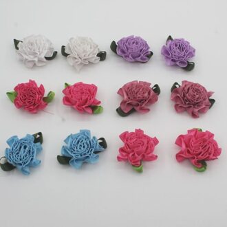 10Pcs Leuke 3Cm Petite Handgemaakte Satijnen Lint Blad Bloemen Voor Baby Meisjes Haar Schoenen Tas Jurk Scrapebooking Diy ambachtelijke Accessoires multi kleuren