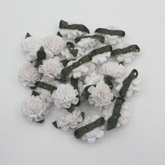 10Pcs Leuke 3Cm Petite Handgemaakte Satijnen Lint Blad Bloemen Voor Baby Meisjes Haar Schoenen Tas Jurk Scrapebooking Diy ambachtelijke Accessoires wit