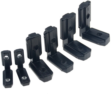10pcs/lot 2020 Black L Shape Inner Corner Joint Bracket with Screw and Wrench for 2020 3030 4040 Aluminum Extrusion Profile