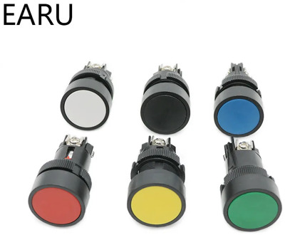 10pcs/lot 22mm Momentary Mini Push Button Switch Circular Screws Flat Round Red Green Blue NO + NC XB2-EA142 XB2-EA131 XB2-EA121