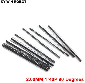 10pcs /Lot 2mm 1*40 Pin Pitch Male Single Row Straight Pin Header Pin Connector 2.00mm 90 Degrees