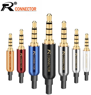 10PCS/lot 4 Poles Stereo 3.5mm Male Plug Connector + Tails Cooper Tube Gold Plated Plug Jack 3.5mm Wire Connector Earphone DIY