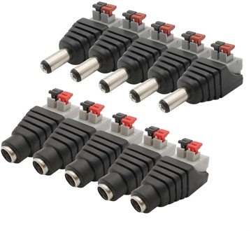 10Pcs/lot 5.5x2.1mm 2.1*5.5mm DC Power Male Female Plug Jack Adapter No Screws Push type Wire Connector for 3528/5050 LED Strip