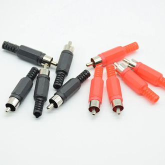 10pcs/lot 5red 5black Plastic lotus audio and video head RCA male welding head AV male plug lotus plug welding connector