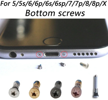 10pcs/lot Back Cover Screw for iPhone 5 5s 6 6p 6S 6sp 7 7 plus 8 8 plus X New Bottom Dock Connector Five Star Pentalobe Screws