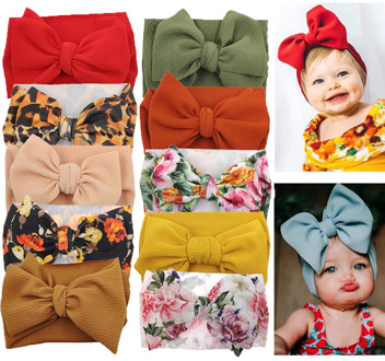 10Pcs/lot Big Bow Baby Headband For Girl Wide Ribbed Nylon Headband,Newborn Headwrap Toddler Headband,Kids Baby Hair Accessories