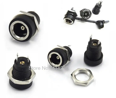 10PCS/LOT DC-022B All-Copper Material DC Power Supply Jack Socket Female Panel Mount Connector 5.5mm 2.1mm With a Waterproof Cap