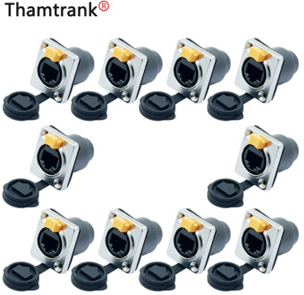 10Pcs/lot Ethernet connector RJ45 Waterproof female sockets IP65 straight type panel mount NE8FDX CAT6A ethercon