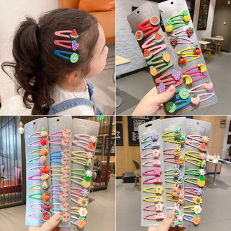 10pcs/lot Lovely Girls Hairpin Clips Barrettes Hair Clips Fruit Flower Animal Hair Pins Band Ties Girl Kids Headwear Accessories