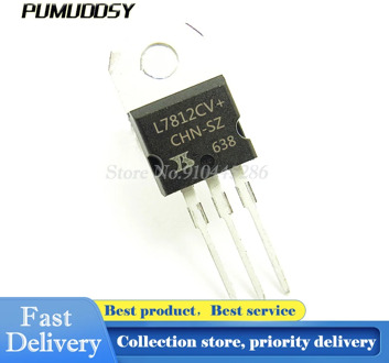 10PCS/Lot New L7812CV L7812 TO220 7812 Triode TO-220 12V 1.5A voltage regulator
