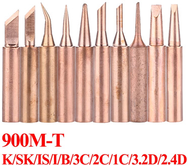 10Pcs/lot Pure Copper Soldering Iron Tips Welding Sting Solder Tip For 936 BGA Soldering Station
