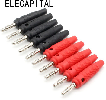 10Pcs/lot Red and Black 4mm Solderless Side Stackable Banana Plug