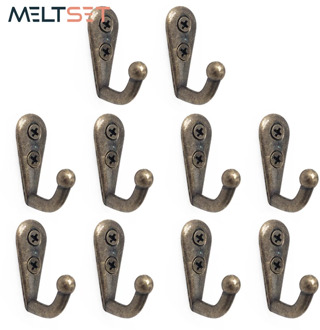 10pcs/lot Retro Prong Hook Clothes Hanger Door Wall Hooks Key Coat Bag Hat Hanging Hangers Kitchen Bathroom Organizer Holder