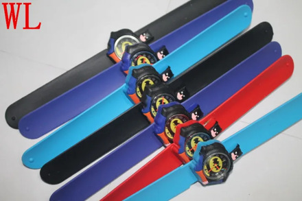 10pcs/lot Wholesales Hot sales 3D Cartoon Batman ..Slap Clock Watch for Boys Girls Gifts Silicone Clap Wristwatches