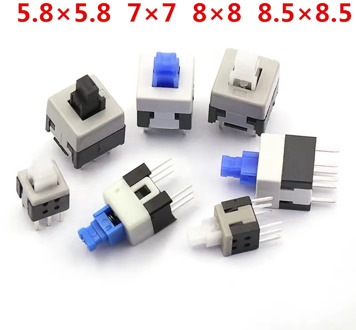 10PCS/LOTNEW 5.8x5.8 7x7 8x8 8.5x8.5mm Self Locking / UNlock Push Tactile Power Micro Switch 6 Pin Button Switches