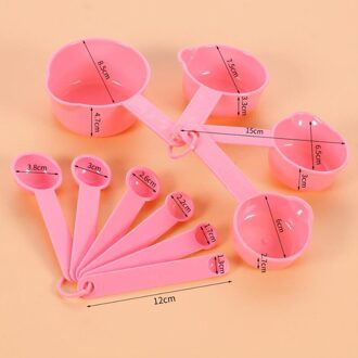 10Pcs Maatbekers En Maatlepel Scoop Plastic Handvat Keuken Meetinstrument roze