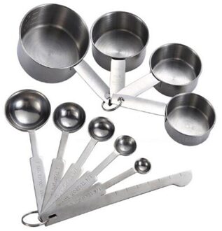 10Pcs Maatbekers Premium Stapelbaar Eetlepels Maatlepel Set Rvs Maatbekers En Lepels Set