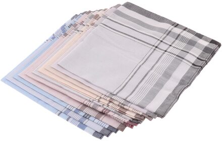 10Pcs Mannen Plaid Zakdoeken 100% Katoen Met Streep Zakdoeken Set Vrouwen Klassieke Zakdoek Pocket Hanky Pocket Pleinen