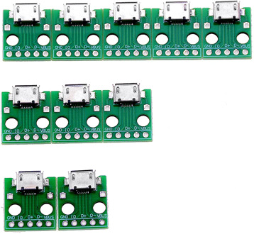 10PCS MICRO USB To DIP Adapter 5pin Female Connector B Type PCB Converter Breadboard Switch Board SMT Mother Seat