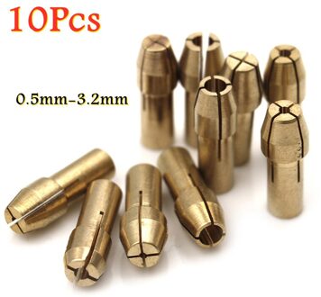10Pcs Mini Boor Klauwplaten Adapter 0.5Mm-3.2Mm Dremel Mini Boor Klauwplaten Chuck Adapter Micro Collet Messing voor Power Rotary Tool