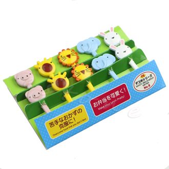 10Pcs Mini Kawaii Animal Farm Cartoon Vork Fruit Tandenstoker Teken Bento Lunches H051