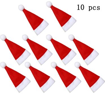 10PCS Mini Kerstman Hoed Wijn Kurken Santa Hoed Creatieve Kerst Home Decoratie Kerst Party Restaurant Decoratie