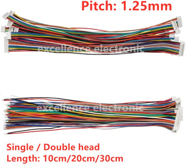 10PCS Mini Micro JST 1.25 2/3/4/5/6/7/8/9/10 Pin Female Plug Connector with Wire 1.25MM 10cm 15cm 20cm Single/double Head Tinned