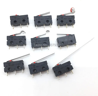 10PCS Mini Micro Switch Roller ARC Lever SPDT Snap Action 3A 250V AC 5A 125V NC-NO-C With Pulley 3 Pins Stroke Limit Switch