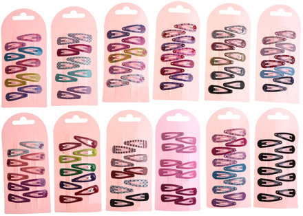 10pcs Mini Small 3.5cm Printing Candy Color Cartoon Girls' Hair Grips BB Clips Kids Hairpin Accessories Cute Snap Hair Clip