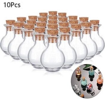 10Pcs Mini Transparante Glazen Lege Sample Potjes Wishing Fles Lege Opslag Flesjes Diy Hangers Kurk Home Decoratie