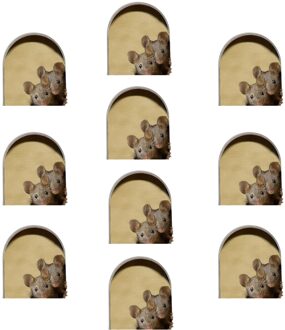 10Pcs Miniatuur Muis Gat Decal 3D Beweegbare Muursticker Koelkast Stickers Slaapkamer Woonkamer Stickers Home Decoraties