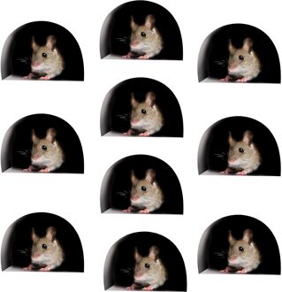 10Pcs Miniatuur Muis Gat Decal 3D Beweegbare Muursticker Koelkast Stickers Slaapkamer Woonkamer Stickers Home Decoraties