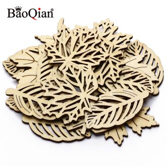 10Pcs Mix Natual Houten Bladeren Patroon Scrapbooking Schilderen Craft Handgemaakte Houten Diy Accessoire Naaien Home Decoratie 50Mm