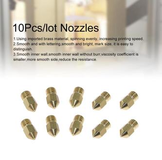 10Pcs MK7 MK8 Messing Nozzle Extruder Schroefdraad 0.2/0.3/0.4/0.5/0.6/0.8mm voor 1.75mm Filamnet Hoofd 3D Printer Onderdelen 0.6mm
