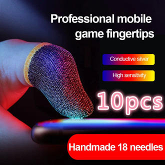 10pcs Mobile Game Fingertip Gloves Mobile Finger Sleeve TouchScreen Game Controller Sweatproof Gloves For Phone Gaming Pubg