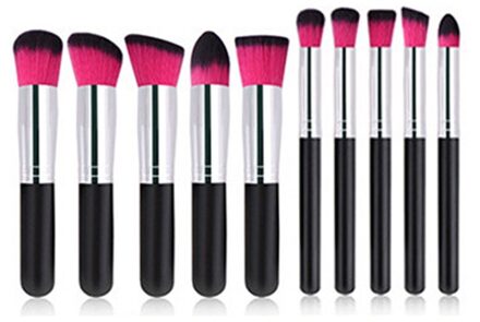 10Pcs Mode Draagbare Multifunctionele Zachte Make-Up Borstel Set 3Cm/1.2Inch Houten Make-Up Tool BlackRed