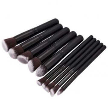 10Pcs Mode Draagbare Multifunctionele Zachte Make-Up Borstel Set 3Cm/1.2Inch Houten Make-Up Tool zwart