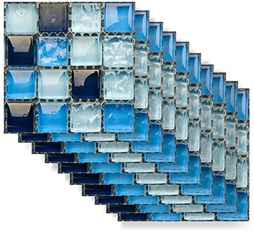 10Pcs Mozaïek Zelfklevende Tegel Pvc Mozaïek Muur Sticker 3D Muurtattoo Diy Kamer Badkamer Keuken Thuis Badkamer Muur decor