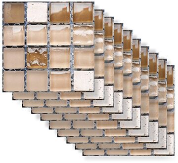 10Pcs Mozaïek Zelfklevende Tegel Pvc Mozaïek Muur Sticker 3D Muurtattoo Diy Kamer Badkamer Keuken Thuis Badkamer Muur decor