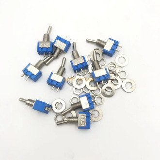 10Pcs MTS-101 2 Pin SPST Switch ON-OFF 2 Position AC125V/6A 250V/3A 6mm Blue Mini Toggle Switches
