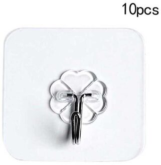 10Pcs Muur Gemonteerde Nail-Gratis Naadloze Haak Transparante Sterke Zelfklevende Deur Muur Hangers Handdoek Mop Handtas houder Haak 10stk