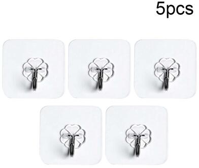 10Pcs Muur Gemonteerde Nail-Gratis Naadloze Haak Transparante Sterke Zelfklevende Deur Muur Hangers Handdoek Mop Handtas houder Haak 5stk