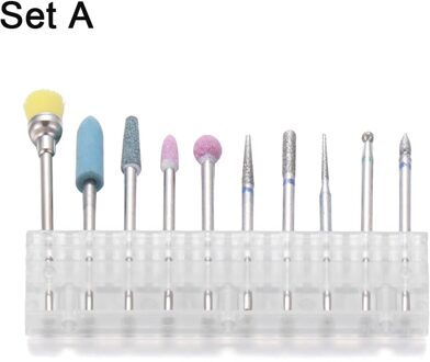 10Pcs Nagel Boren Elektrische Manicure Machine Cutter Diamond Bestand Gel Polish Kit Set Cuticle Schoon Pedicure Slijpen Hoofd reeks A