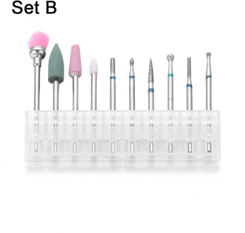 10Pcs Nagel Boren Elektrische Manicure Machine Cutter Diamond Bestand Gel Polish Kit Set Cuticle Schoon Pedicure Slijpen Hoofd reeks B
